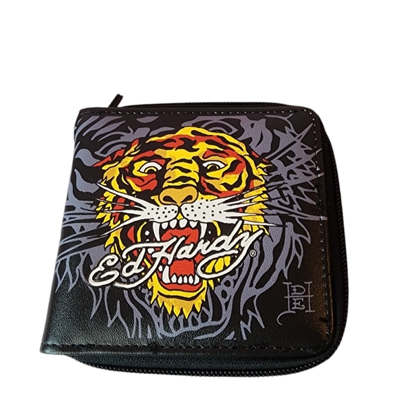 🏷 CLEARANCE! Ed Hardy Gold Tiger Wallet - Picture 1 of 8